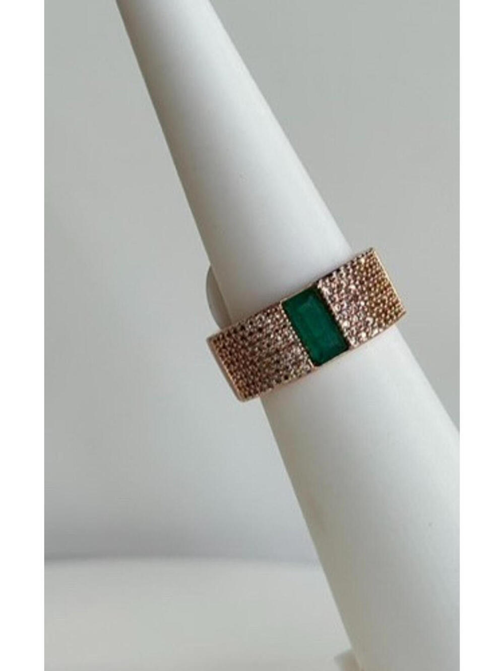 Bomb Party May “Modern Touch” RBP7497 LC Emerald/Gen Quartz on Rose Gold  Sz 8
